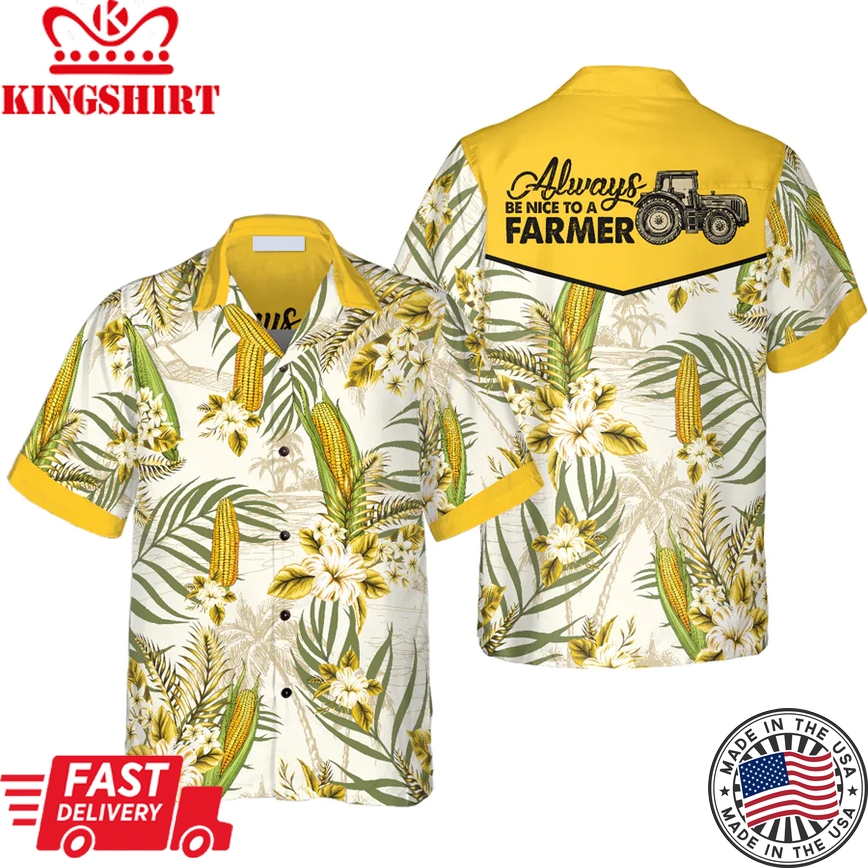 Farmer Corn Trendy Hawaiian Shirt For Men, Farmer Shirt For Men