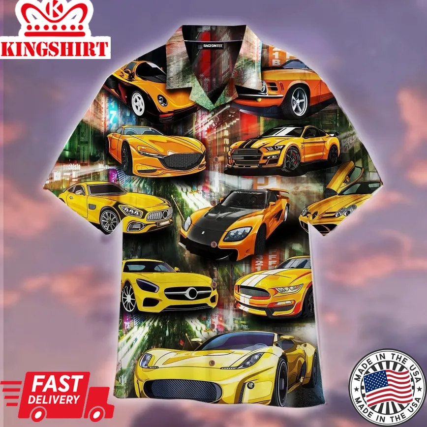 Fast And Furious Tokyo Driff Han Yellow Sport Car Trendy Hawaiian Shirt For