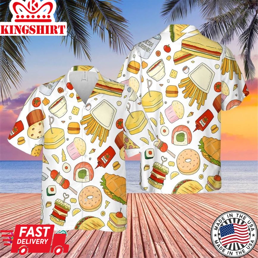 Fast Food Elements Trending Hawaiian Shirt, Summer Vacation Hawaiian Shirt