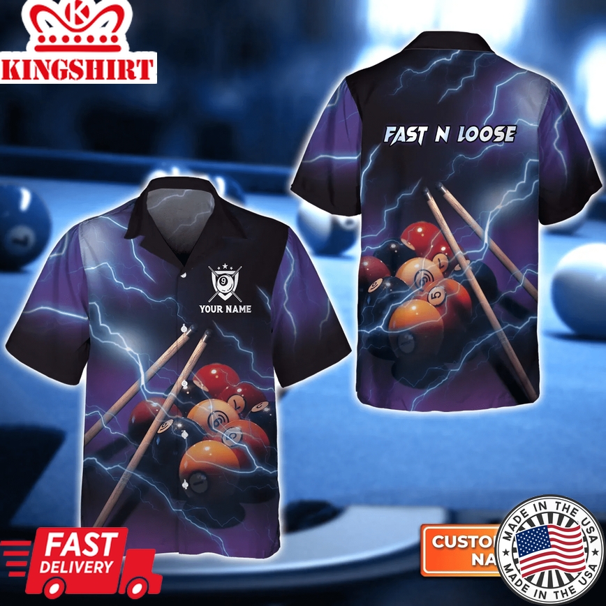 Fast N Loose Team 3D Trendy Hawaiian Shirt For Billiard Players, Billiard Team Shirt, Billiard Player