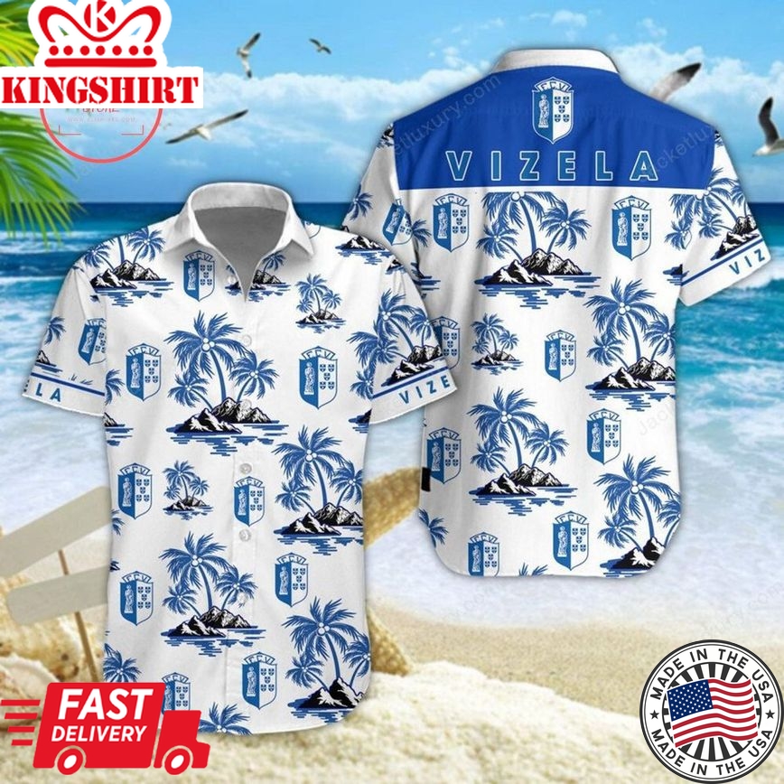 Fc Vizela Coconut Tree Trendy Hawaiian Shirt Aloha Shirt