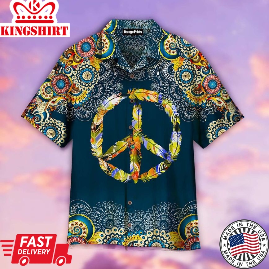 Feather Peace Sign Trendy Hawaiian Shirt For