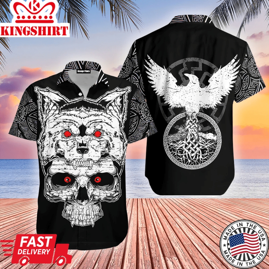 Fenrir Viking Skull Trendy Hawaiian Shirt For