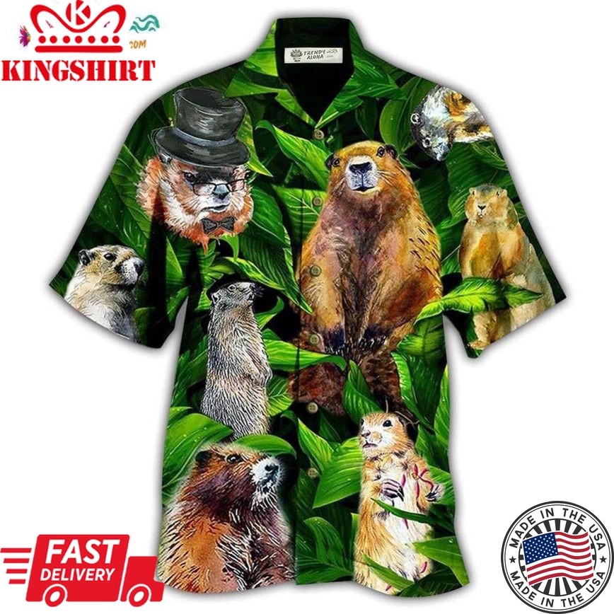 Ferret Animals Lovely Dovely Leaves Hawaiian Shirt