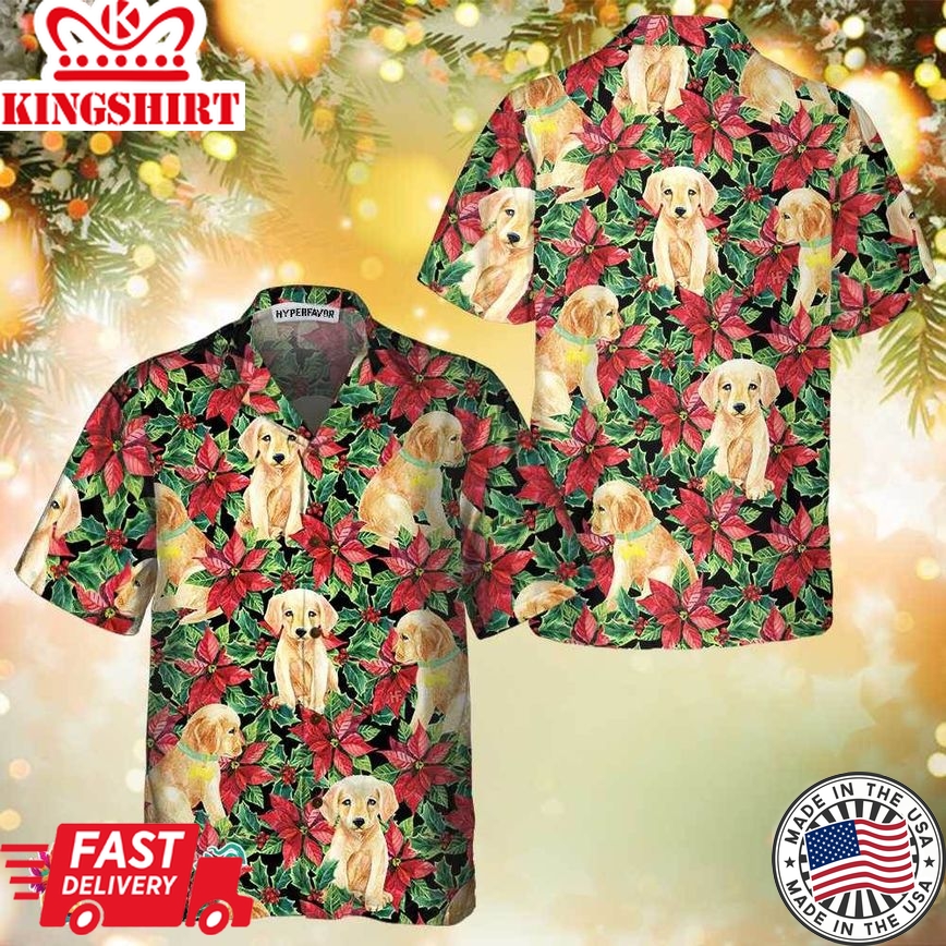 Festive Labrador Retriever Puppy Hawaiian Shirt, Funny Labrador Shirt, Best Christmas Gift