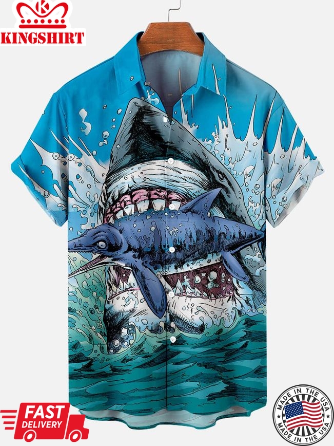 Fierce Fin: Great White Shark Hawaiian Shirt