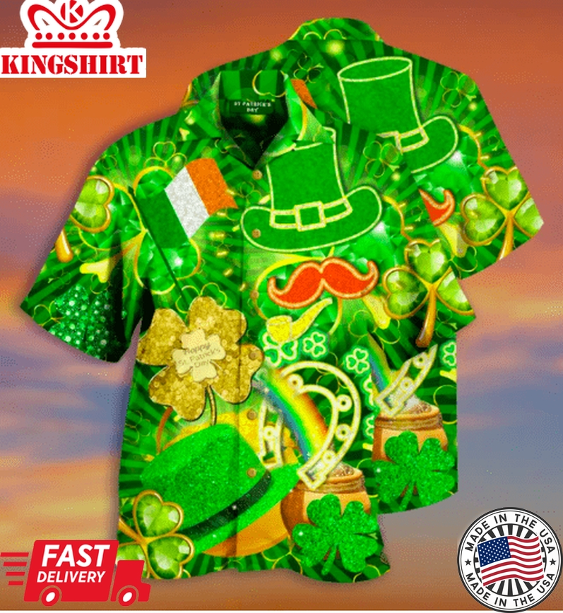 Find Everyone Is Irish On Saint Patricks Day Sparkle Shamrock Gold Green Hawaiian Aloha Hawaii Shirts