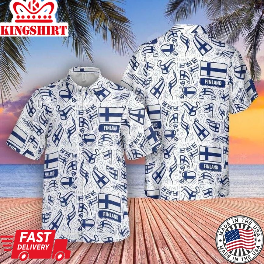 Finland Flag Trendy Hawaiian Shirt For