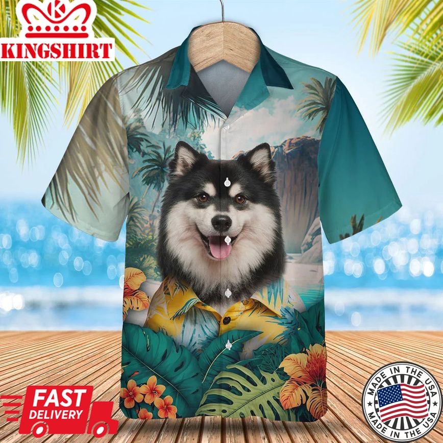 Finnish Lapphund Tropical Getaway - Embrace the Aloha Vibes with this 3D Trendy Hawaiian Shirt