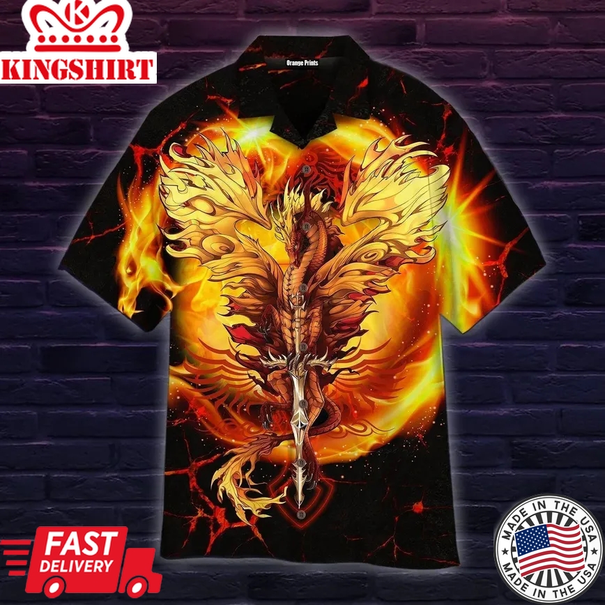 Fire Dragon Trendy Hawaiian Shirt For