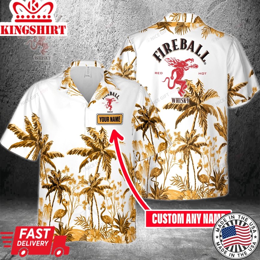 Fireball Whiskey Hawaiian Shirt Custom Name Personalized