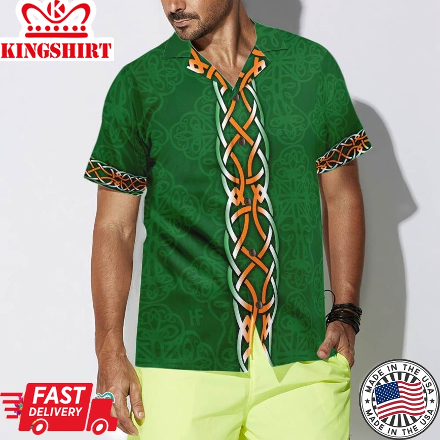 Firefighter Irish Braitre Thar Gach Ni Hawaiian Shirt, Green Cross Axes Irish Fire Dept Logo Firefighter Shirt For Men