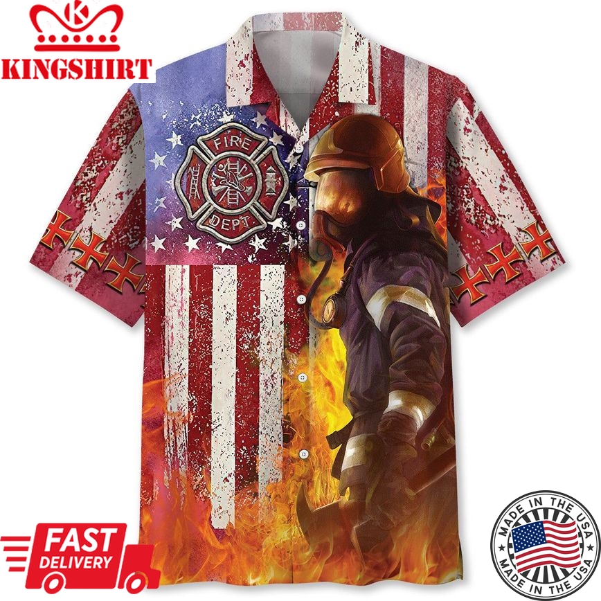 Firefighter Usa Trendy Hawaiian Shirt