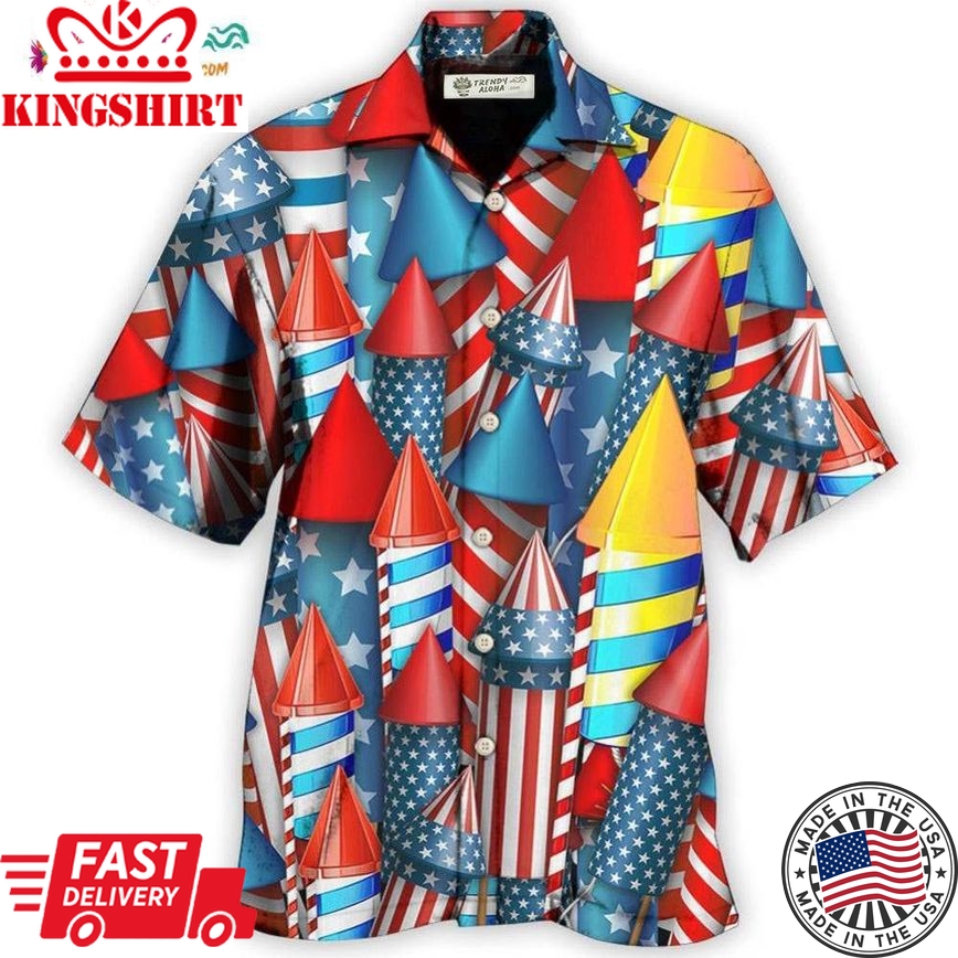 Firework Independence Day Color Style Hawaiian Shirt