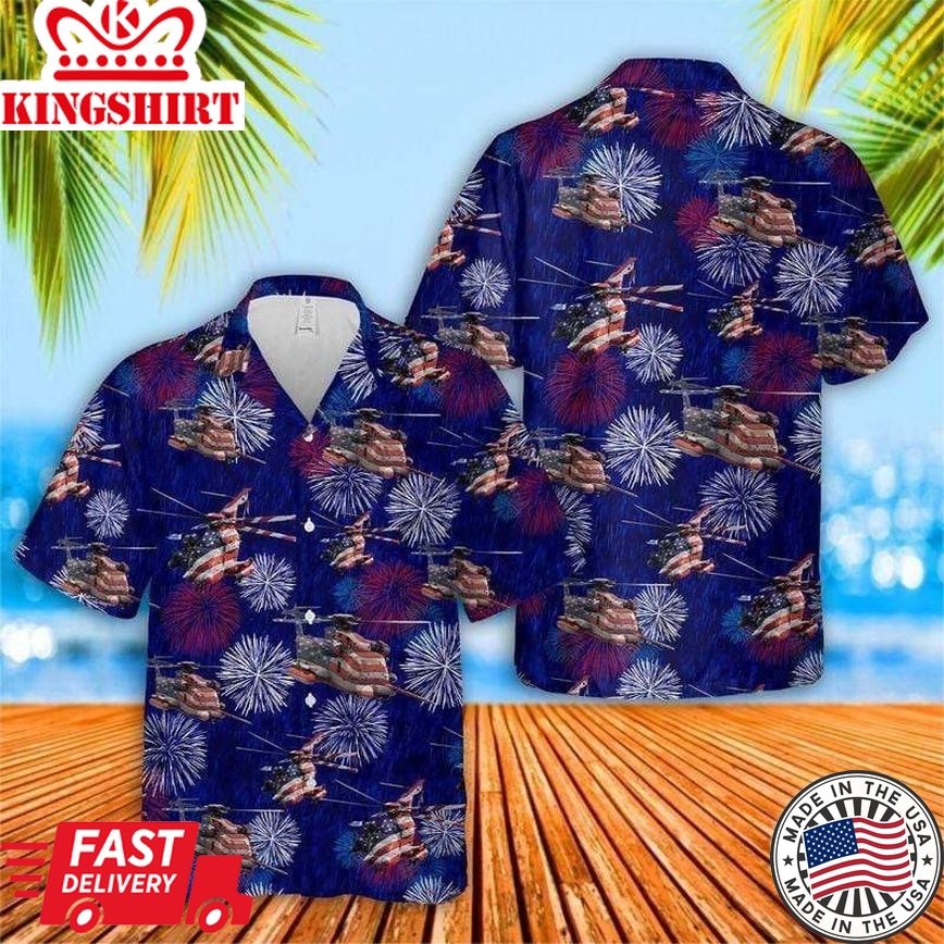 Fireworks Of 4Th July American Flag Trendy Hawaiian Shirt