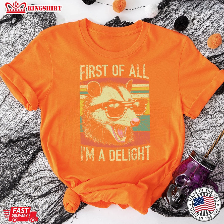 First Of All I'm A Delight Opossum With Glasses Vintage T-Shirt