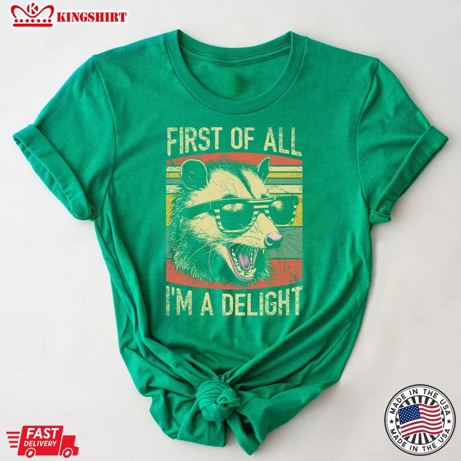 First Of All I'm A Delight Opossum With Glasses Vintage T-Shirt