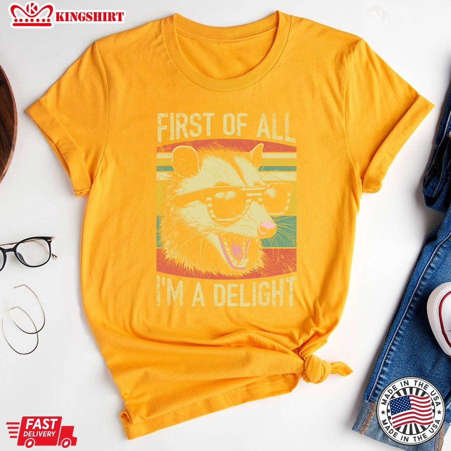 First Of All I'm A Delight Opossum With Glasses Vintage T-Shirt