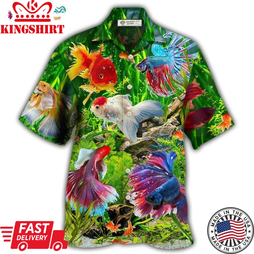 Fish Aquarium Fish And Algae In A Freshwater Aquarium Hawaiian Shirt