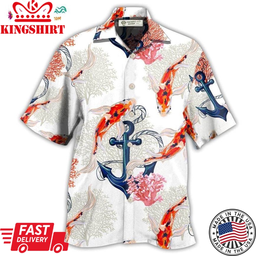 Fish Koi Fish Anchor Coral Hawaiian Shirt