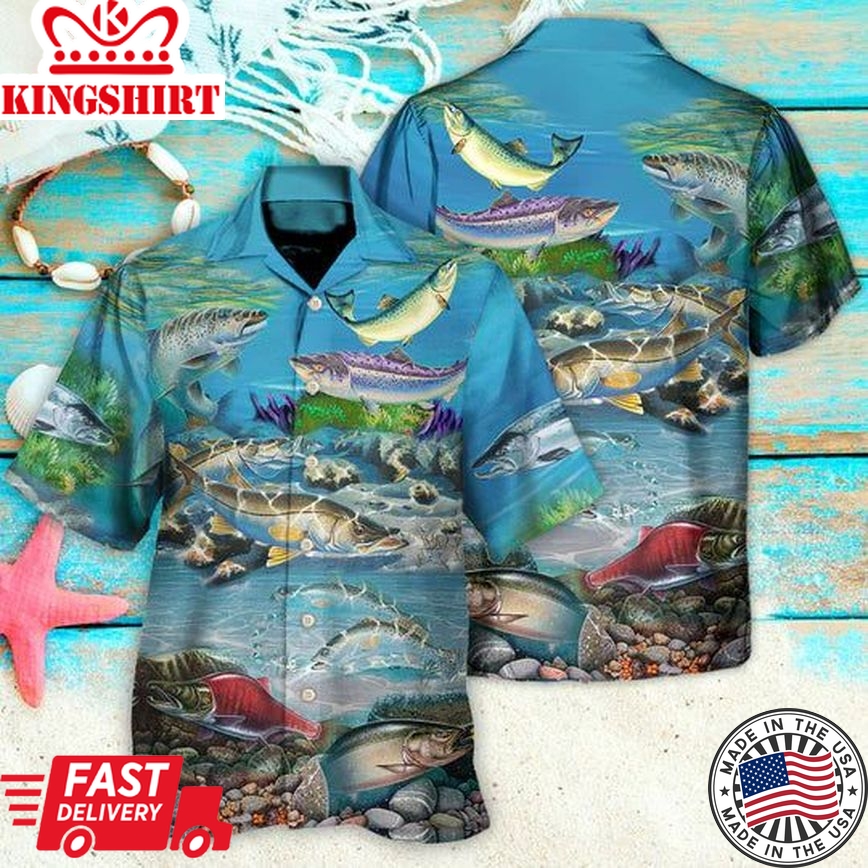 Fish Salmon Is My Therapy Cool - Hawaiian Shirt