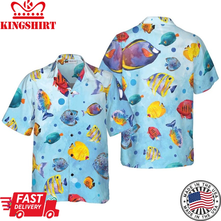 Fish Water Color Pattern V2 Hawaiian Shirt