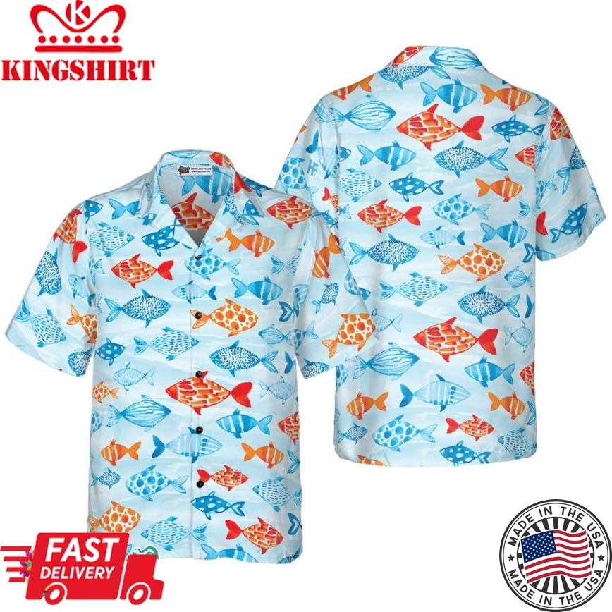 Fish Water Color Pattern V4 Hawaiian Shirt