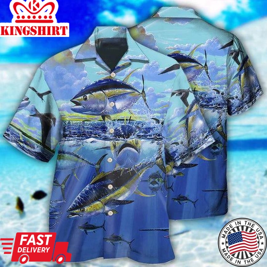 Fishing Blue Sky Ocean - Hawaiian Shirt