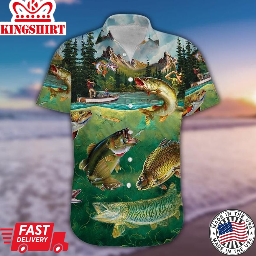 Fishing Hawaii Shirt Fishing Aloha Shirt Fishing By The Lake Trendy Hawaiian Shirt