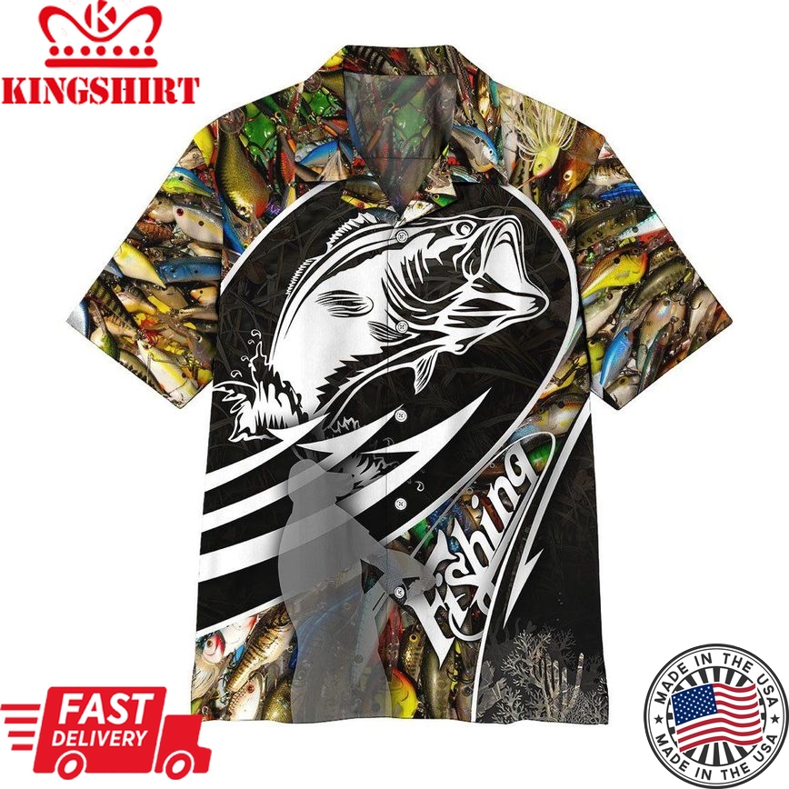 Fishing Hawaiian Shirt Colorful Fish Bass Fish Hawaii Aloha Shirt