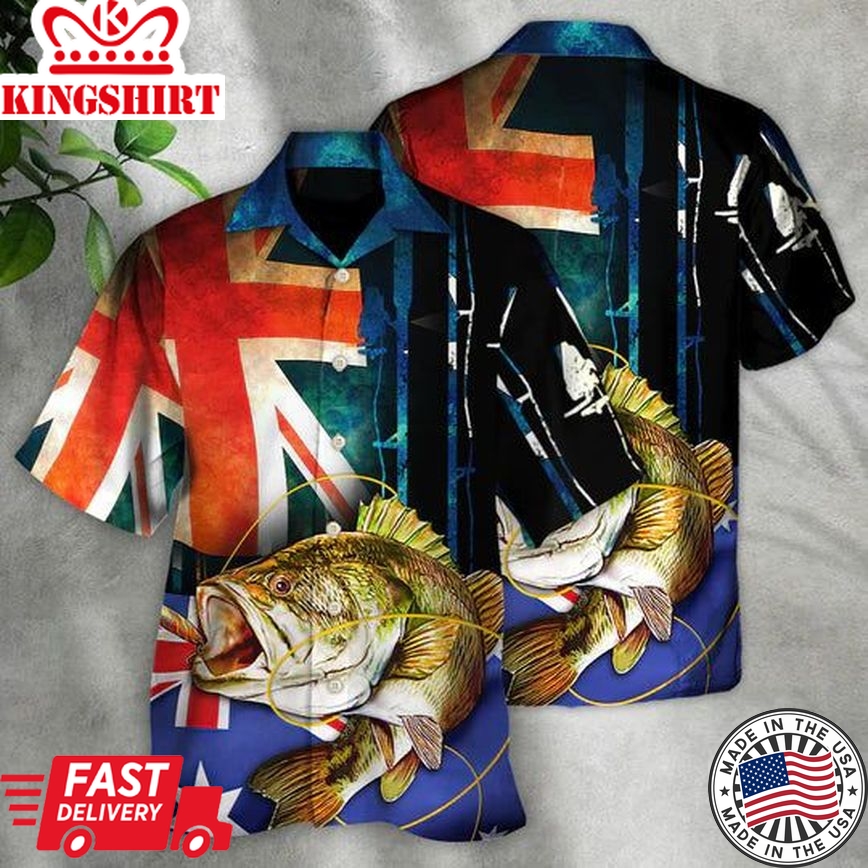 Fishing I Love Fishing Australia Flag Vintage - Hawaiian Shirt