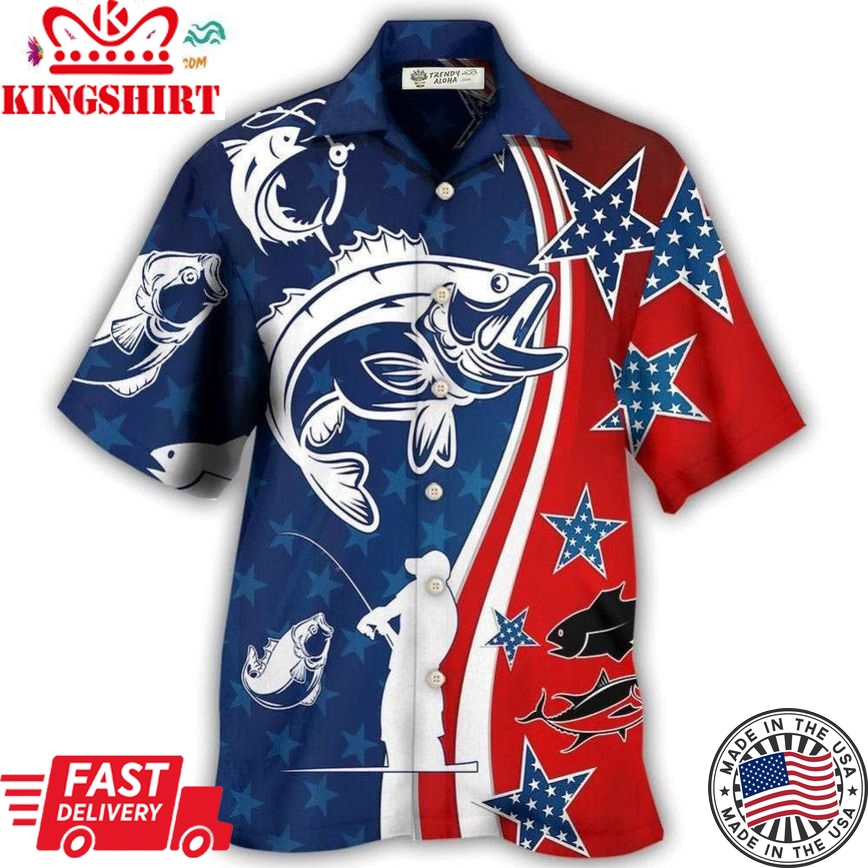 Fishing Independence Day Star America Hawaiian Shirt