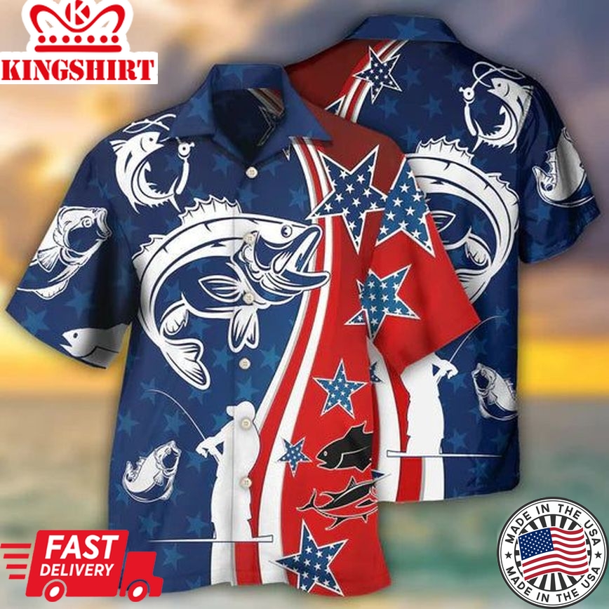 Fishing Independence Day Star America - Hawaiian Shirt