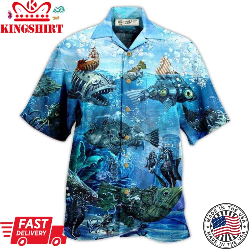 Fishing Ocean Undersea Steampunk Fish Hawaiian Shirt