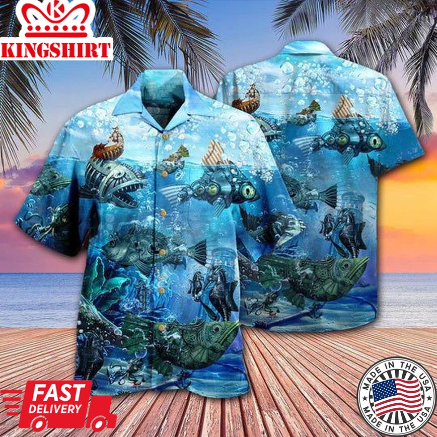 Fishing Ocean Undersea Steampunk Fish - Hawaiian Shirt