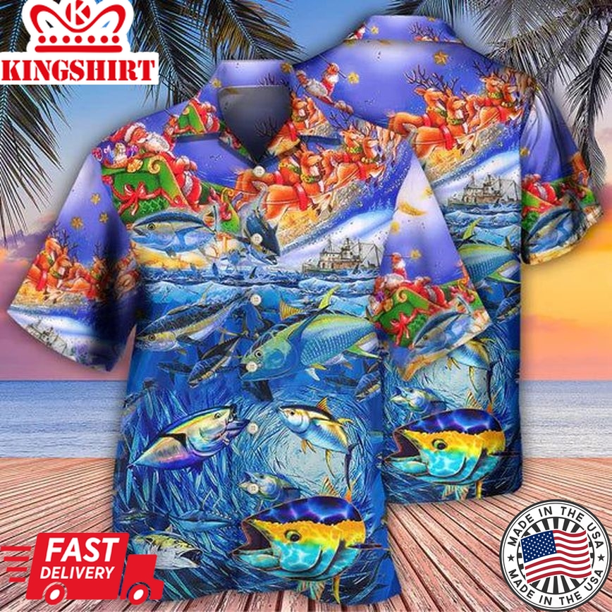 Fishing Santa Claus Love Ocean - Hawaiian Shirt