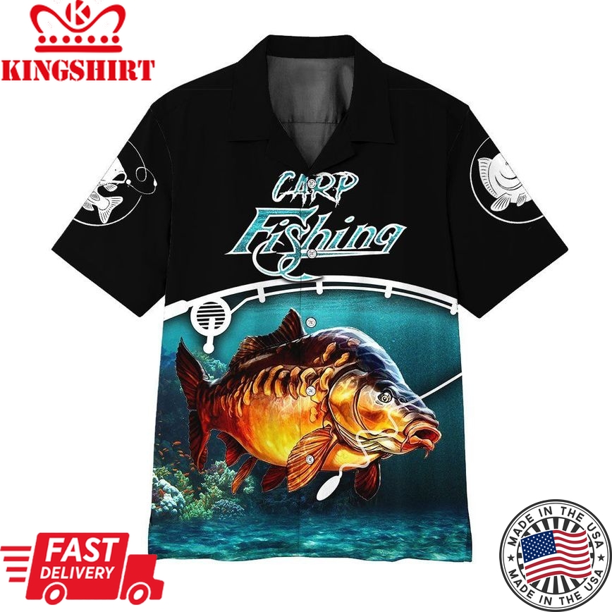 Fishing Shirt Carp Fishing Hawaii Shirt Blue Aloha Shirt