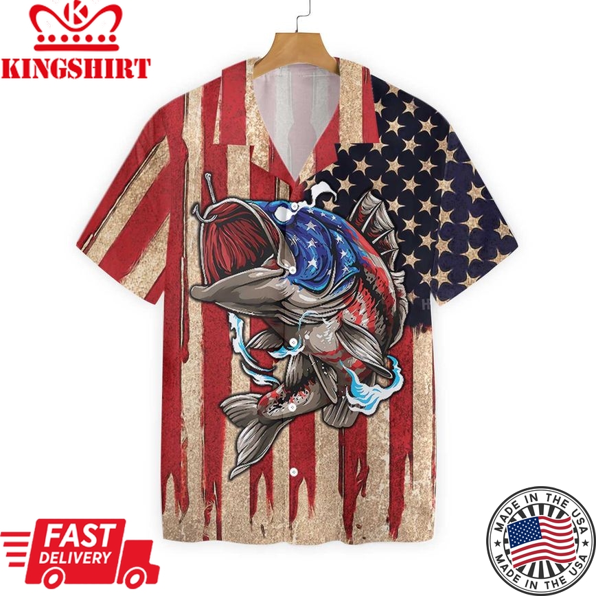 Fishing Tee Shirt Hookeed On Freedom American Flag Hawaiian Shirt