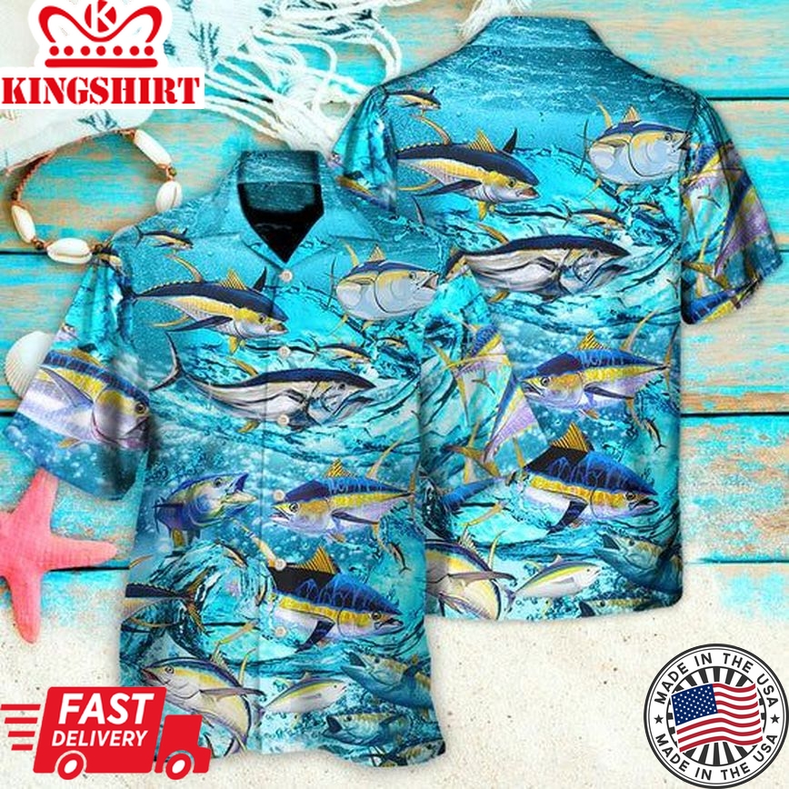 Fishing Tuna Fish In The Blue Sea - Hawaiian Shirt