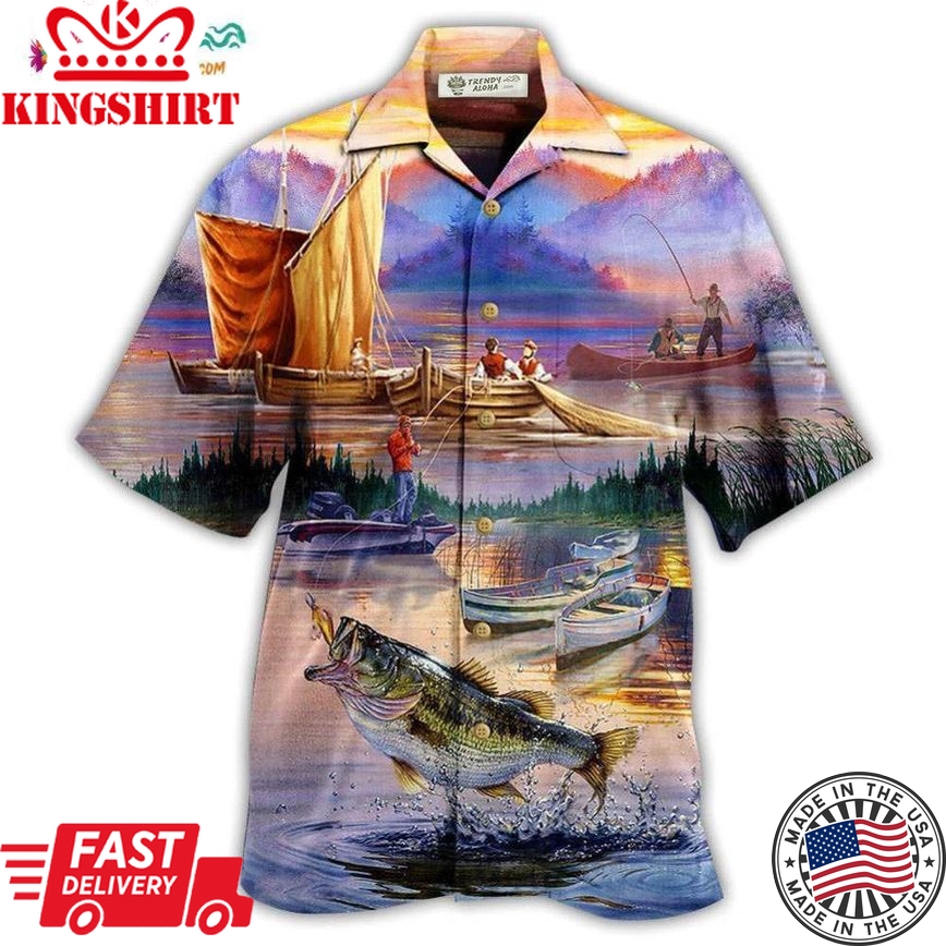 Fishing Under Sunset Cool Hawaiian Shirt