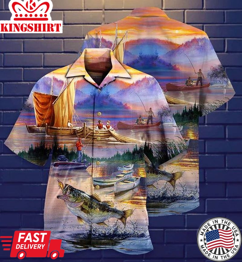 Fishing Under Sunset Cool - Hawaiian Shirt