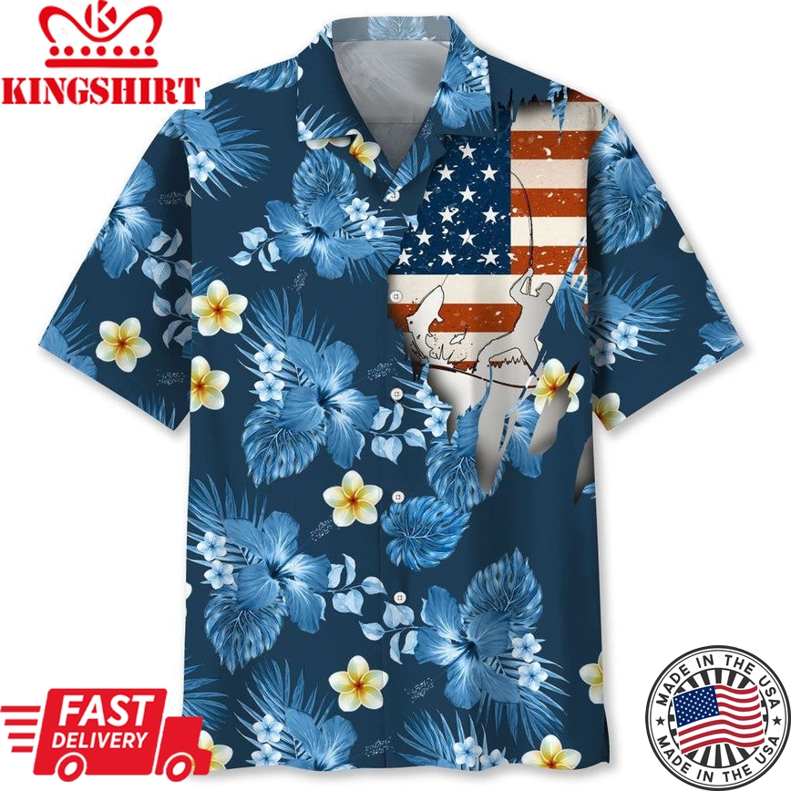 Fishing Usa Tropical Trendy Hawaiian Shirt