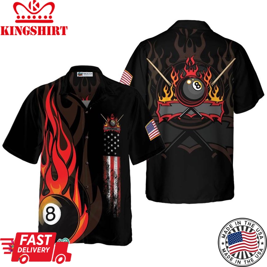 Flame 8 Ball Billiard Pool Hawaiian Shirt