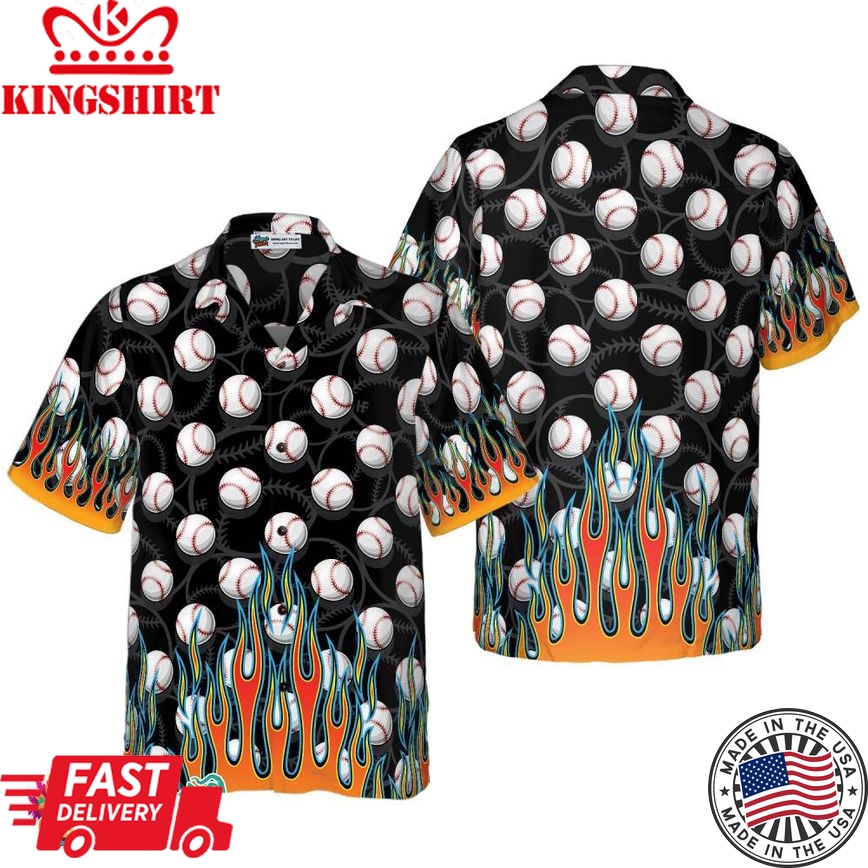 Flame Baseballs Hawaiian Shirt