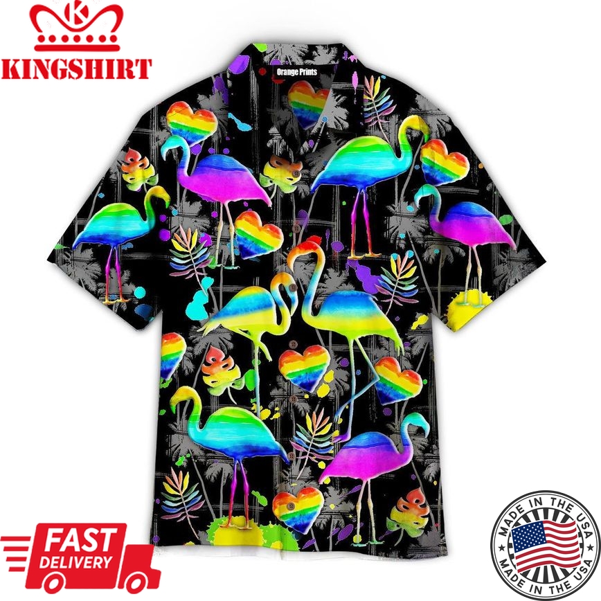 Flamigo Pride Happy Lgbt Aloha Hawaiian Shirts For Men & For Women |