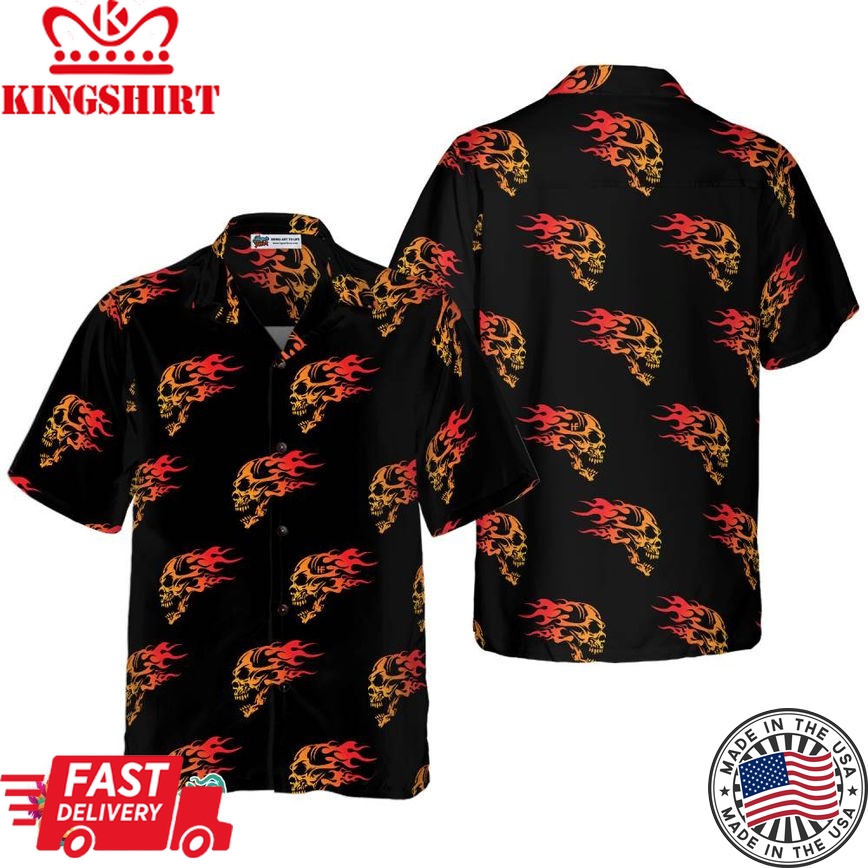 Flaming Angry Skull Hawaiian Shirt