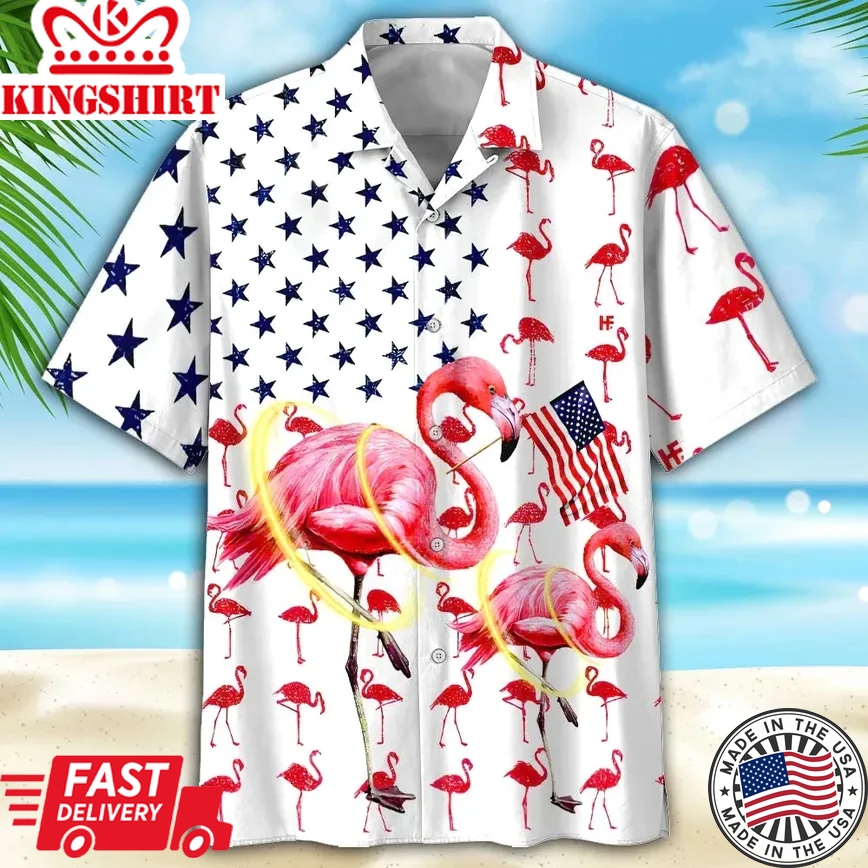 Flamingo 4Th Of July Trendy Hawaiian Shirt Independence Day Is Coming, Trendy Hawaiian Shirt For Men