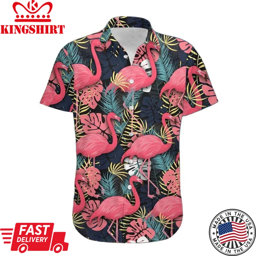 Flamingo Aloha Shirt Flamingo Pattern Tropical Trendy Hawaiian Shirt Flamingo Hawaii Shirt