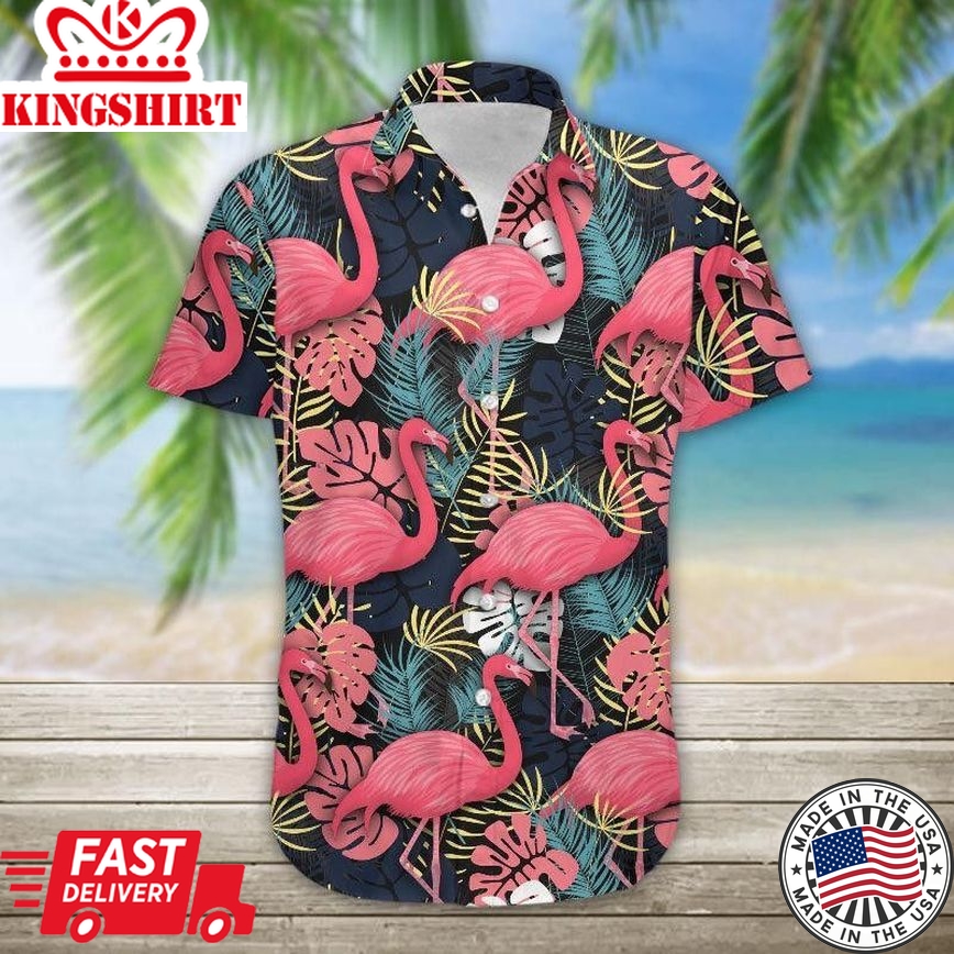 Flamingo Aloha Shirt Flamingo Pattern Tropical Trendy Hawaiian Shirt Flamingo Hawaii Shirt