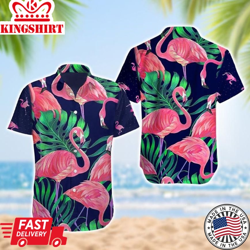 Flamingo Aloha Shirt Vintage Flamingo Trendy Hawaiian Shirt Flamingo Hawaii Shirt